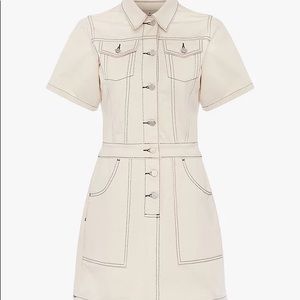 French Connection ‘Rika’ Contrast Stitching Utility Dress in Ecru - Size US 0